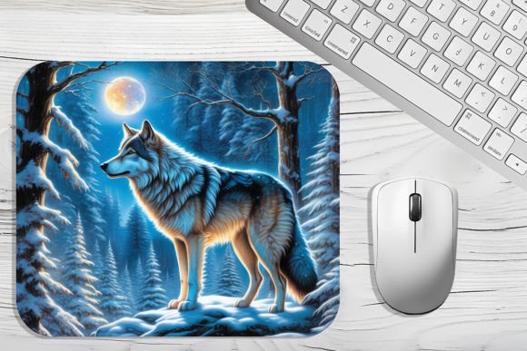 Download Wolf in Winter Night Forest. MousePad Su - Winter Collection