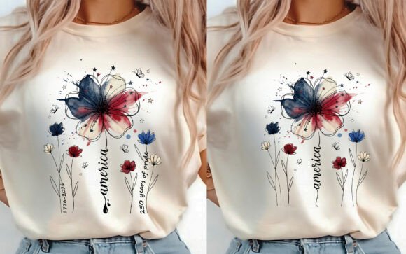 Download Boho Floral USA 250 T-shirt Design 2 PNG - Usa Collection