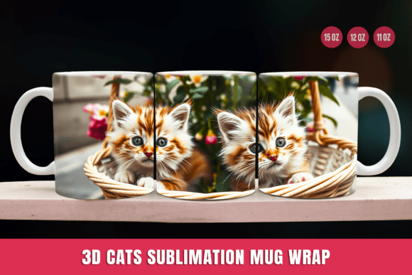 Download 3D Black Cat Sublimation Mug Wrap - Sublimation mug Collection