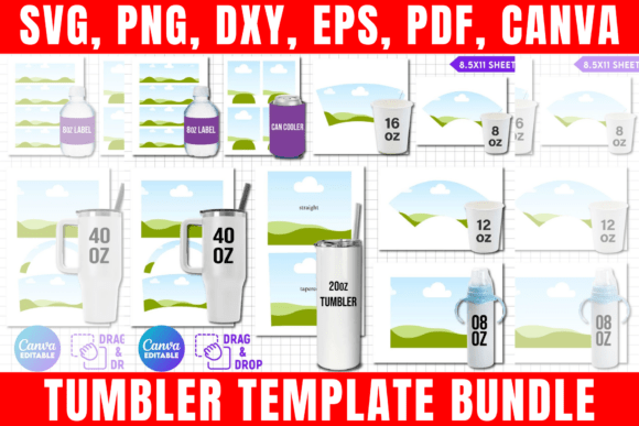 Download Tumbler Template Bundle, Mug Template - Tumbler template Collection