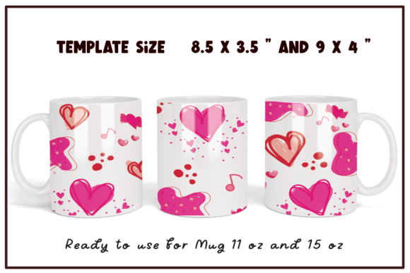 Download Hearts Pattern Sublimation Mug Wrap - Sublimation mug Collection