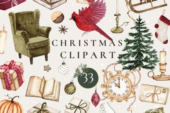 Download Watercolor Winter Christmas Clipart Icon - Winter Collection
