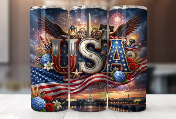 Download Patriotic USA Flag Tumbler Wrap PNG - Usa Collection